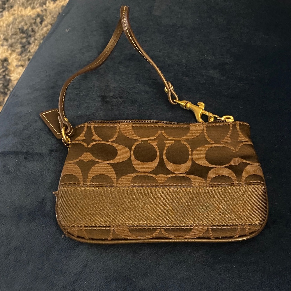 Coach Brown Signature Wristlet